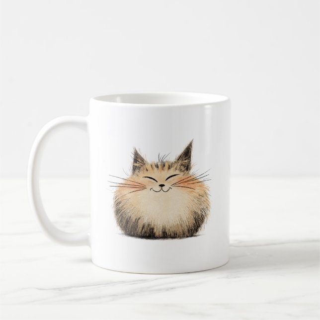 cute cat fluffy coffee mug (Left)