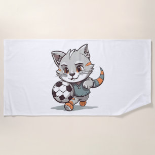 Cute Cat Footballer Classic T-Shirt Beach Towel