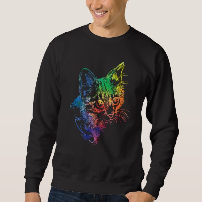 Cute Cat For Kitten  Colourful Kitty Adoption Sweatshirt (Front)