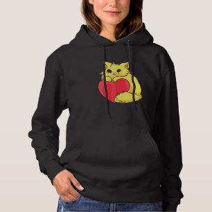 Cute Cat For Kitten  Colourful Kitty With Red Hear Hoodie