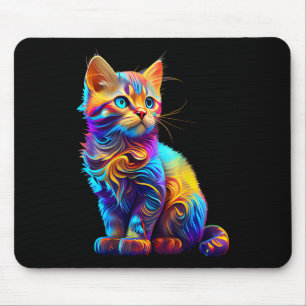 Cute Cat For Kitten Lovers Colourful Art Kitty Ado Mouse Pad