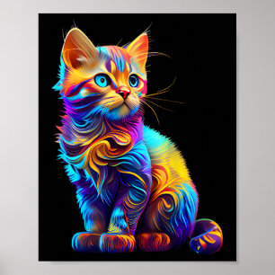Cute Cat For Kitten Lovers Colourful Art Kitty Ado Poster