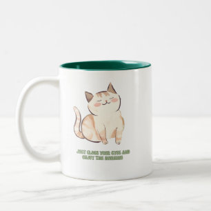 Cute cat for morning person Two-Tone coffee mug