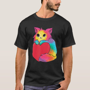 Cute Cat for Valentines Day Colourful Kitty Adopti T-Shirt