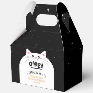 Cute Cat Frame Sparkling Stars 1st Birthday Favour Box