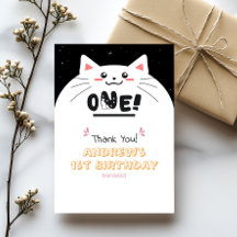 Cute Cat Frame Sparkling Stars 1st Birthday