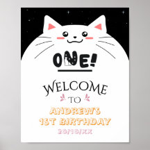 Cute Cat Frame Sparkling Stars Welcome Sign
