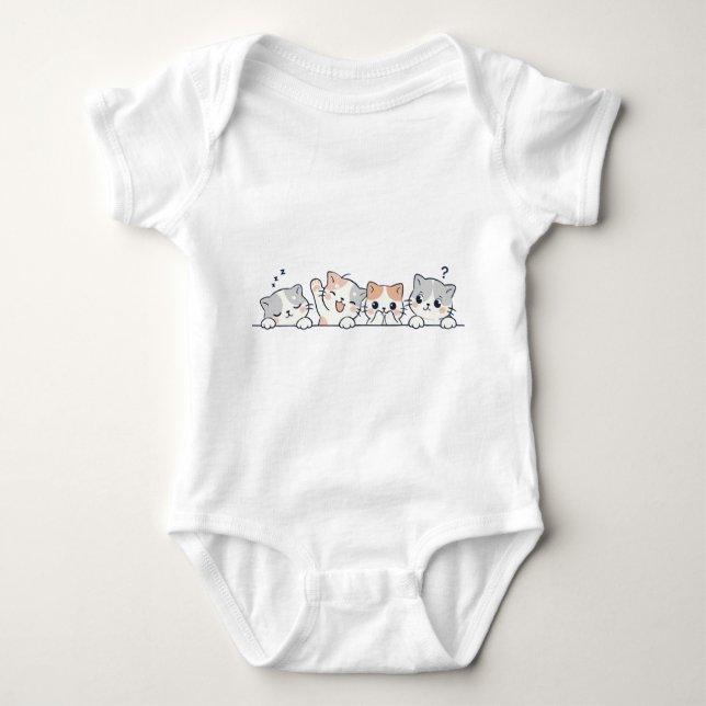 Cute Cat Friends Baby Bodysuit (Front)
