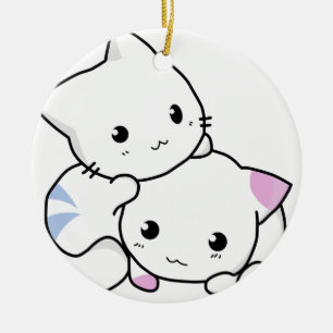 Cute cat friends ceramic tree decoration