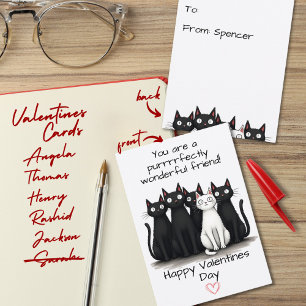 Cute Cat Friends Valentine's Day Kids Classroom Enclosure Card