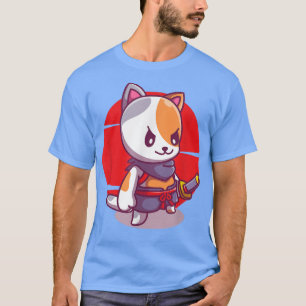 Cute Cat Funny Anime Kawaii Cat Samurai Nekko T-Shirt