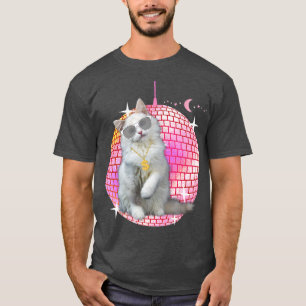 Cute Cat , Funny Cat, Disco Retro Techno DJ Cat Pa T-Shirt