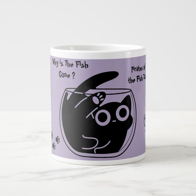 Cute Cat,Funny Cat, Funny Script, Modern, Trendy G Large Coffee Mug (Front)