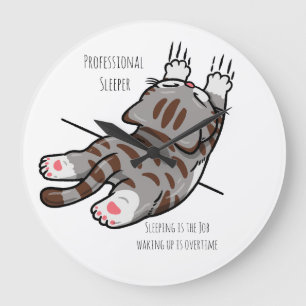 Cute Cat, Funny Cat, Professional Sleeper Large Clock