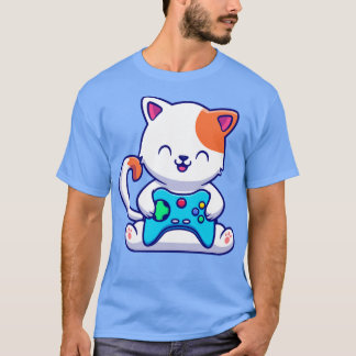 Cute Cat Gaming With Game Console T-Shirt