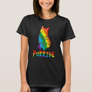Cute Cat Gay Pride Rainbow Fairy Lights Purride T-Shirt