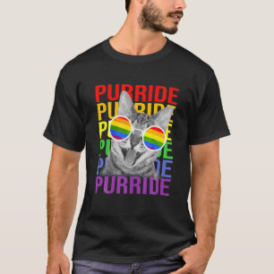 Cute Cat Gay Pride Rainbow Flag Sunglasses LGBTQ P T-Shirt