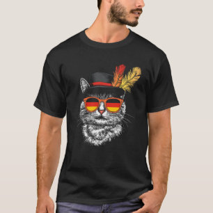 Cute Cat German Flag Oktoberfest Costume Germany F T-Shirt