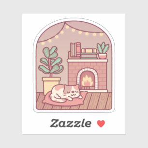 Cute Cat Getting Warm And Cosy In Front Of Firepla