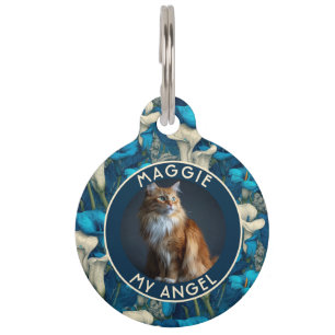 Cute Cat Gift Calla Lilies Pet Tag