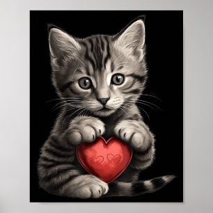 Cute Cat Gift For Kitten Lovers Colorful Kitty Hea Poster