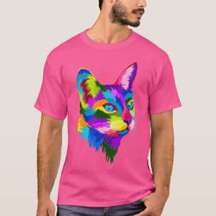 Cute Cat Gift for kitten lovers Colourful Art Kitt T-Shirt