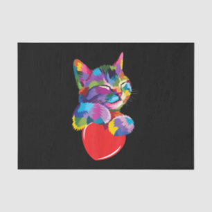 Cute Cat Gift for Kitten Lovers Colourful Art Kitt Tissue Paper