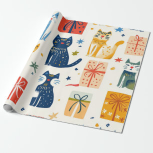 Cute Cat Gift Wrapping Paper – Festive Feline