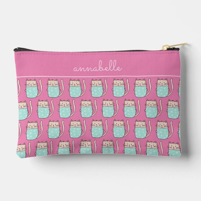 Cute cat girls pink  accessory pouch (Back)