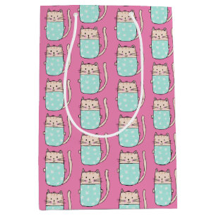 Cute cat girls pink  medium gift bag