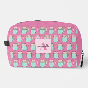 Cute cat girls pink monogram dopp kit