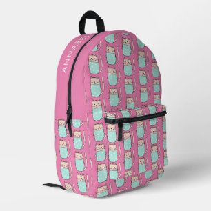 Cute cat girls pink printed backpack