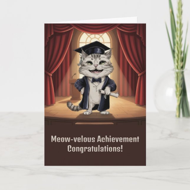 Cute Cat Graduation Card (Front)