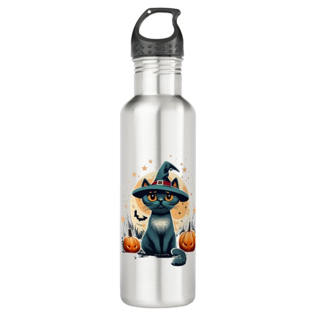 Cute cat graphics surrounded 1 710 ml water bottle (Front)