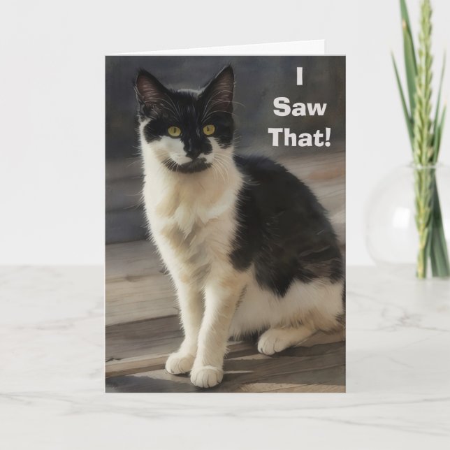 Cute Cat Great Job Work Thanks Acknowledgement Card (Front)