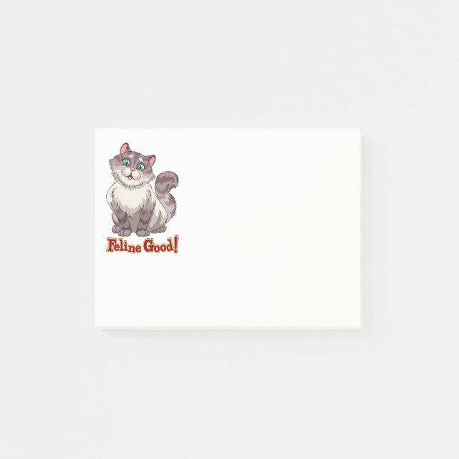 Cute Cat Grey Tabby Kitty Mum Cartoon Kitten Post-it Notes (Front)