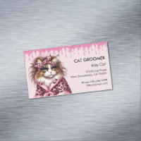 Cute Cat Groomer Sitter Pink Glitter Dripping