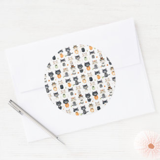 Cute Cat Halloween Classic Round Sticker