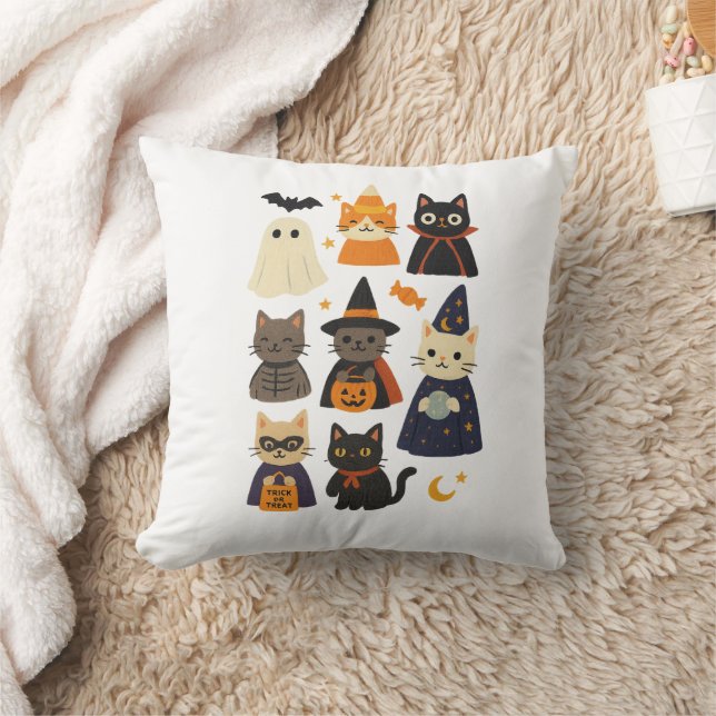 Cute Cat Halloween Gift Pillow (Blanket)