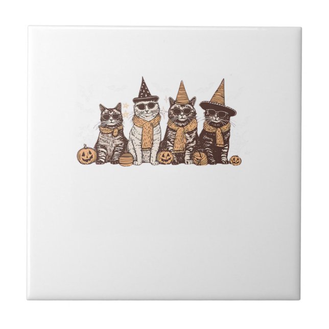 Cute Cat Halloween Kitty Halloween Animal Pet Men  Tile (Front)