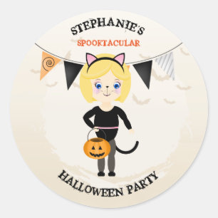 Cute Cat Halloween Party Classic Round Sticker