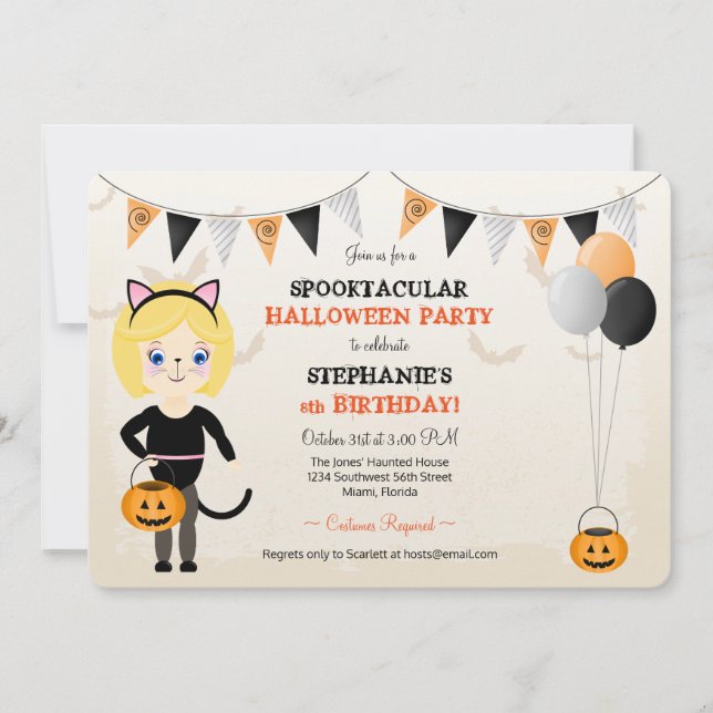 Cute Cat Halloween Party Invitation (Front)