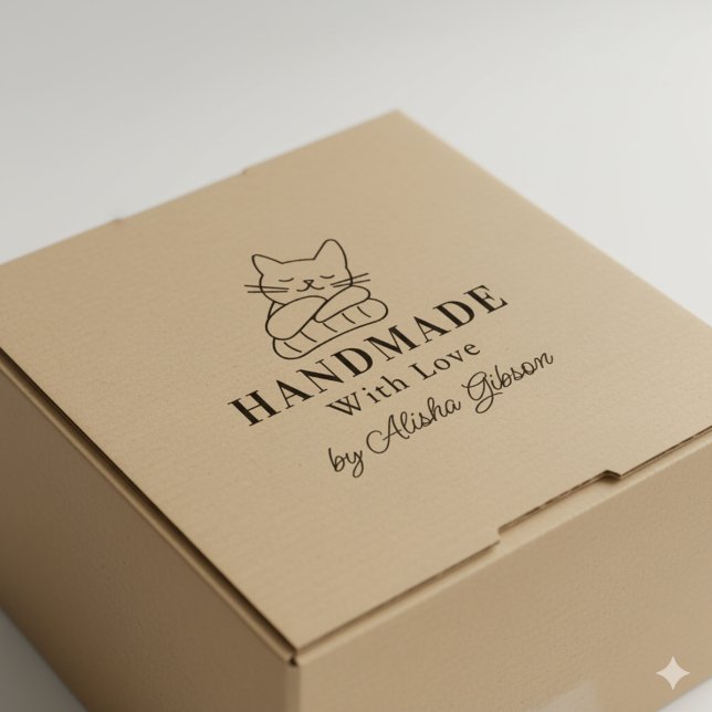 Cute Cat Handmade with love, Large Rubber Stamp (Creator Uploaded)