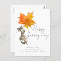 Cute Cat Handwritten Script Happy Thanksgiving