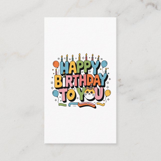 Cute Cat Happy Birthday Enclosure Card (Front)