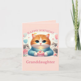 Cute Cat Happy Birthday Granddaughter Card