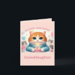 Cute Cat Happy Birthday Granddaughter Card<br><div class="desc">"AI-generated artwork with design direction by Susang6"</div>