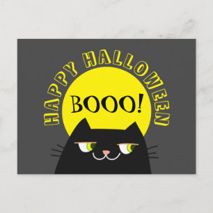 Cute Cat Happy Halloween Postcard Spooky
