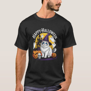 Cute Cat Happy Halloween Ragdoll Feline Creepy Wit T-Shirt