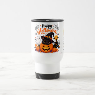Cute Cat Happy Halloween Travel Mug